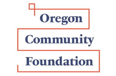 Oregon Community Foundation logo. It includes an orange line twisting around its text at right angles.